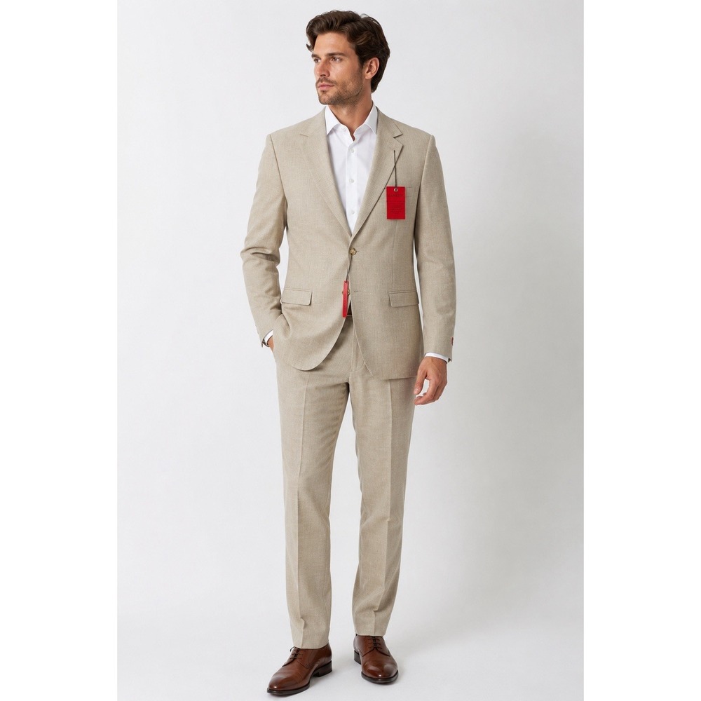 Zanetti Messina Sport Coat Blazer Men's 42R Beige Linen Blend 2 Button NWT
